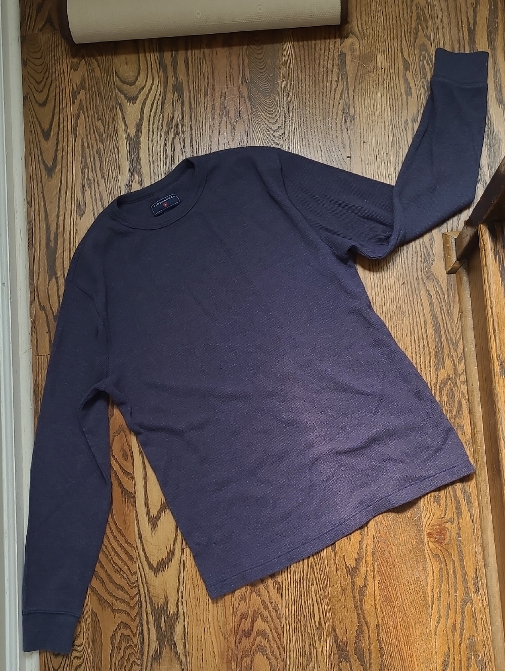 Men's Saddlebred Navy Waffle Knit Long Sleeve Tee Shirt Size M